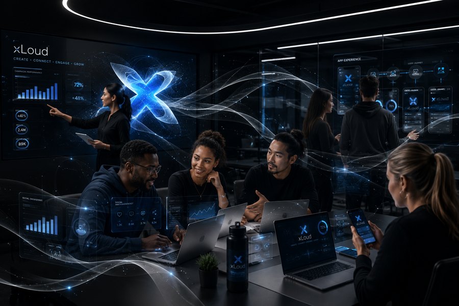 xLoud team environment with creative technology, mobile tools, apps, and digital systems